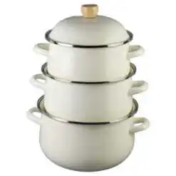 Set 3 cratite emailate cu capac