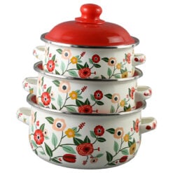 Set 3 cratite emailate cu capac