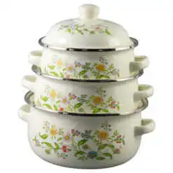 Set 3 cratite emailate cu capac