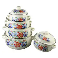 Set 5 cratite emailate cu capac