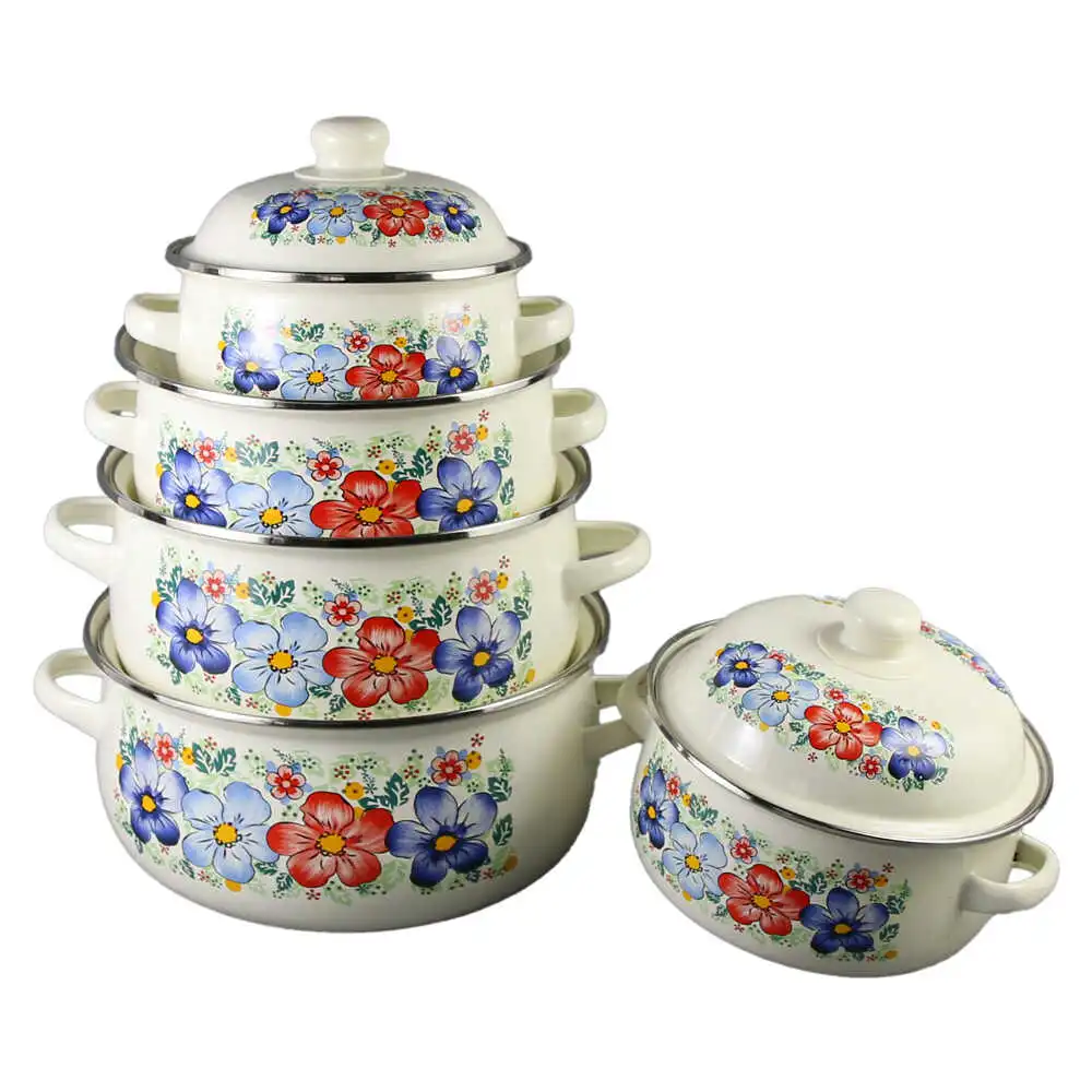 Set 5 cratite emailate cu capac