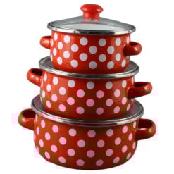 Set 3 cratite emailate cu capac