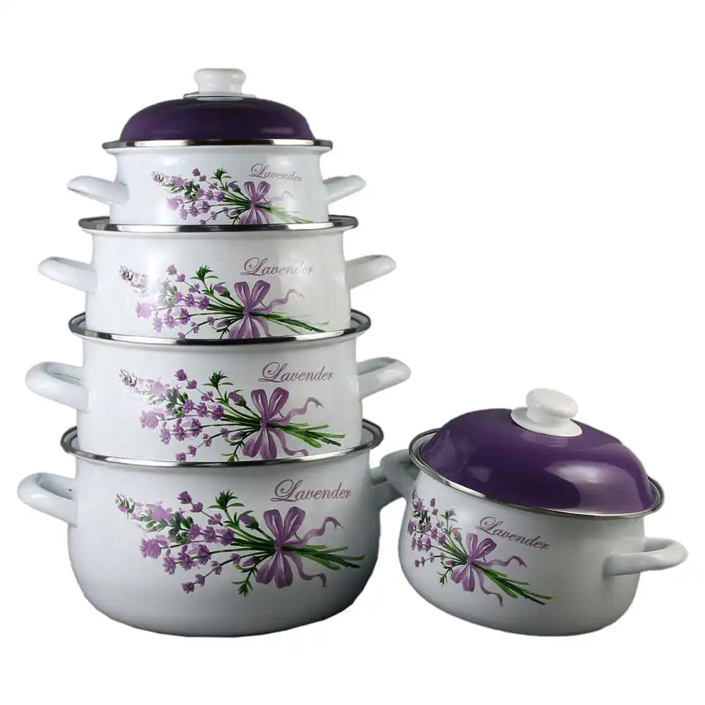 Set 5 cratite emailate cu capac Set 5 cratite emailate cu capac