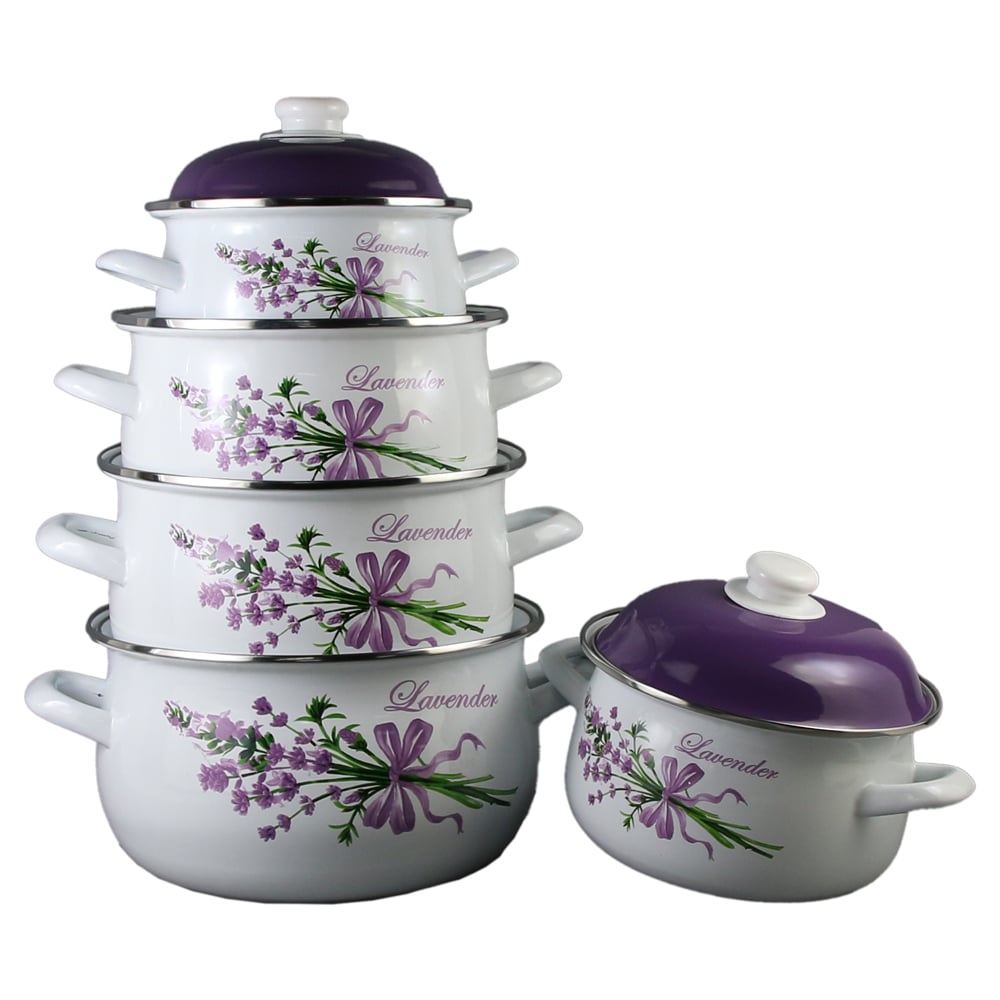 Set 5 cratite emailate cu capac Set 5 cratite emailate cu capac
