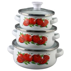 Set 3 cratite emailate cu capac