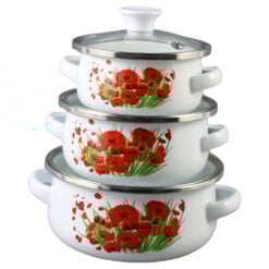 Set 3 cratite emailate cu capac
