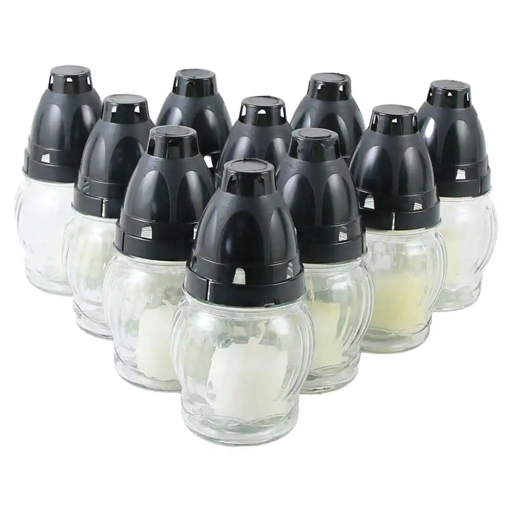 Set 10 candela din sticla cu capac 10 CM Set 10 candela din sticla cu capac 10 CM