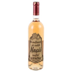 Vin rose 750 ml "Va multumim ca sunteti Nasii nostri..." cu eticheta personalizata din pluta