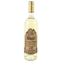 Vin alb 750 ml "Nasii sunt singura familie..." cu eticheta personalizata din pluta