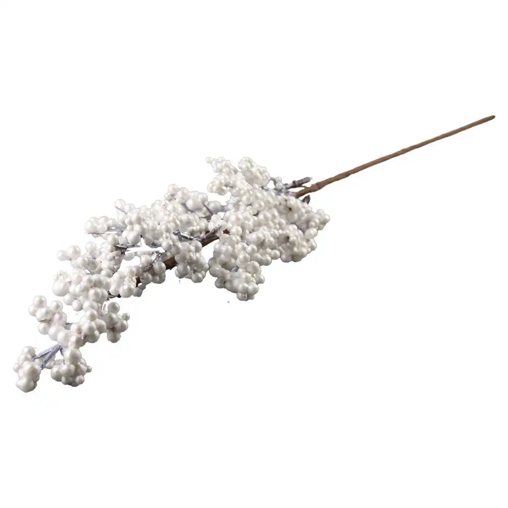 Pick creanga cu bobite albe sidefate 65 CM Pick creanga cu bobite albe sidefate 65 CM