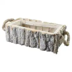 Ghiveci din lemn cu maner sfoara 22x12 CM