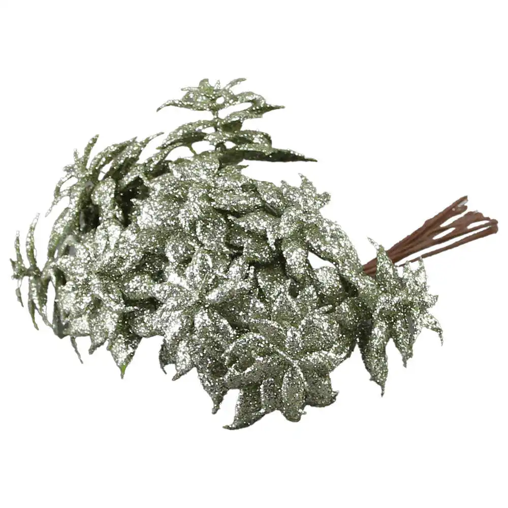 Pick creanga cu glitter argintiu 12 CM Pick creanga cu glitter argintiu 12 CM