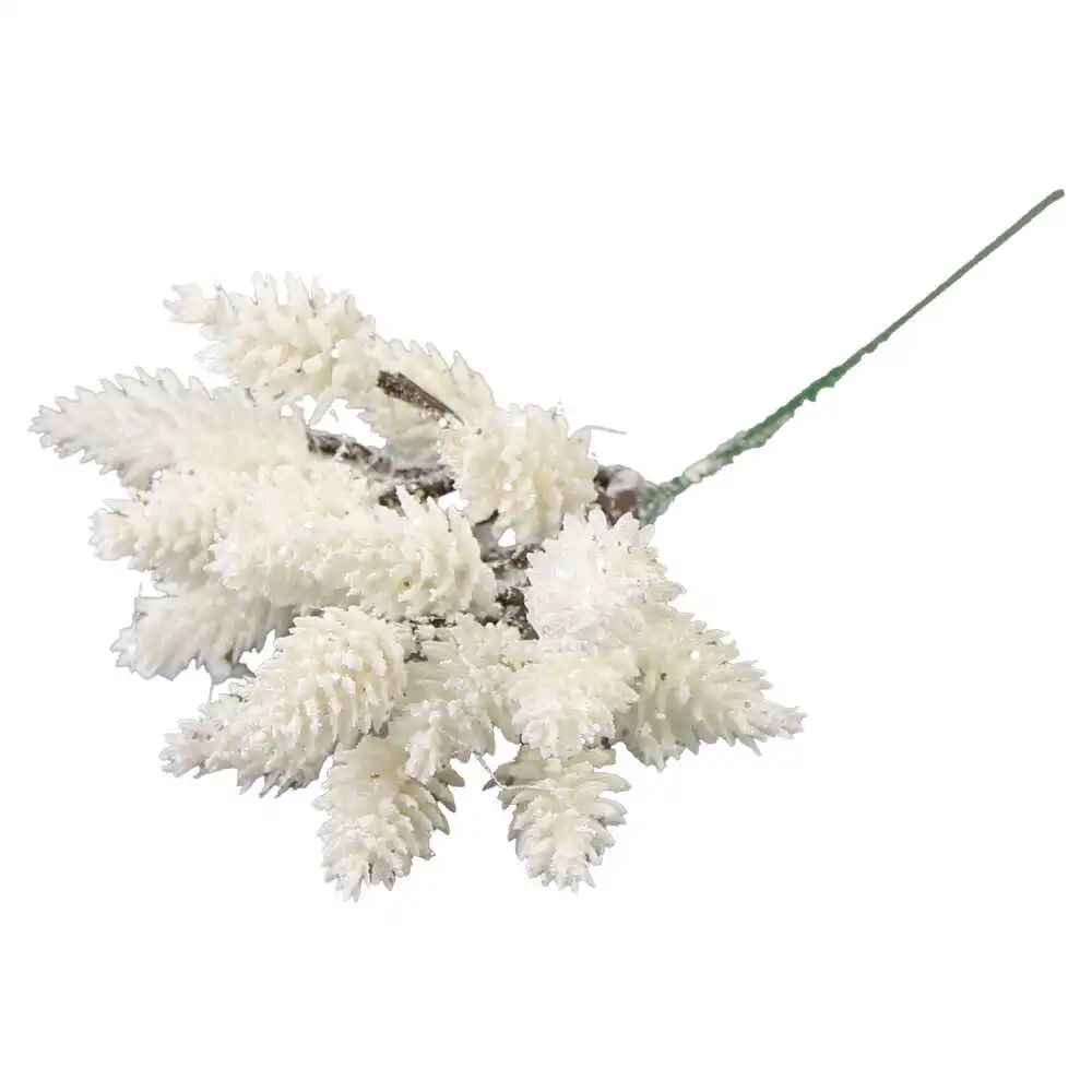 Pick decor cu frunze albe 24 CM Pick decor cu frunze albe 24 CM