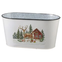 Ghiveci oval din metal 23x11 CM