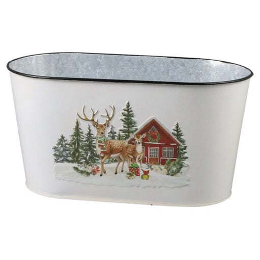 Ghiveci oval din metal 23x11 CM