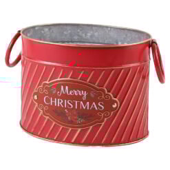 Ghiveci oval din metal "Merry Christmas"