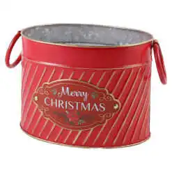 Ghiveci oval din metal "Merry Christmas"
