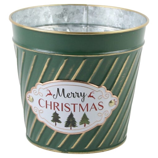 Ghiveci rotund din metal "Merry Christmas"