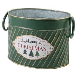 Ghiveci oval din metal "Merry Christmas"
