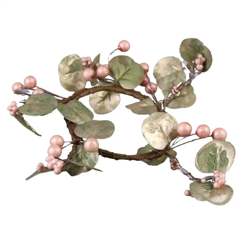 Coronita de Craciun cu bobite roz 12 CM Coronita de Craciun cu bobite roz 12 CM