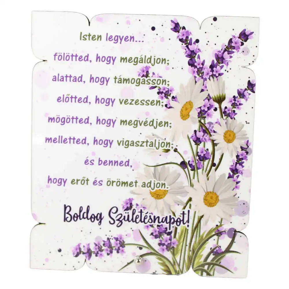 Placheta decorativa mdf "Isten legyen... Boldos Szuletesnapot!" 17x20 CM