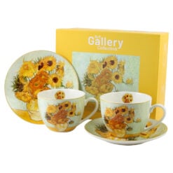 Set 2 cesti cu farfurii din portelan 270 ml "Sunflowers" de V. van Gogh
