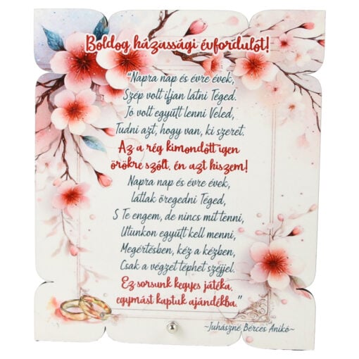 Placheta decorativa mdf "Boldog Hazassagi Evfordulot!..." 17x20 CM