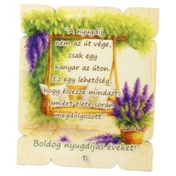 Placheta decorativa mdf "Boldog Nyugdijas Eveket!" 17x20 CM
