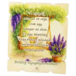 Placheta decorativa mdf "Boldog Nyugdijas Eveket!" 17x20 CM