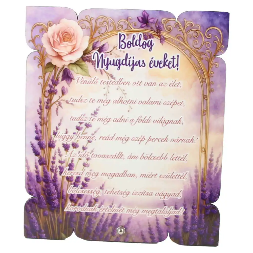 Placheta decorativa mdf "Boldog Nyugdijas Eveket!..." 17x20 CM Placheta decorativa mdf "Boldog Nyugdijas Eveket!..." 17x20 CM
