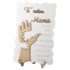 Tablou decorativ din lemn "Te iubim Mama..." 18x28 CM