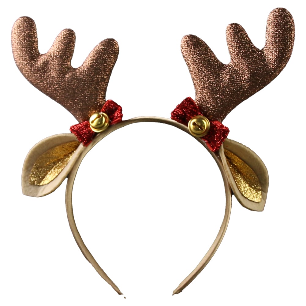 Bentita Coarne ren cu glitter si clopotei 20 CM Bentita Coarne ren cu glitter si clopotei 20 CM