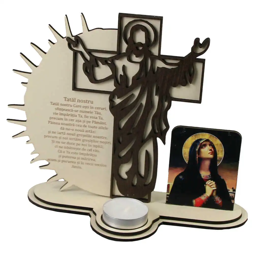 Icoana din lemn cu candela "Tatal nostru" Icoana din lemn cu candela "Tatal nostru"