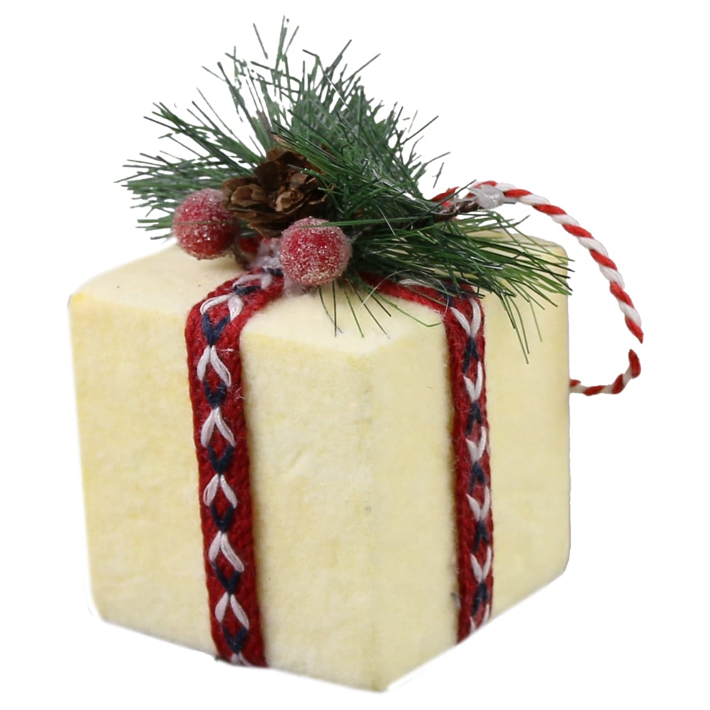 Ornament de brad Cutiuta cadou 8 CM Ornament de brad Cutiuta cadou 8 CM