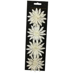 Set 4 ornamente de brad Floare cu glitter