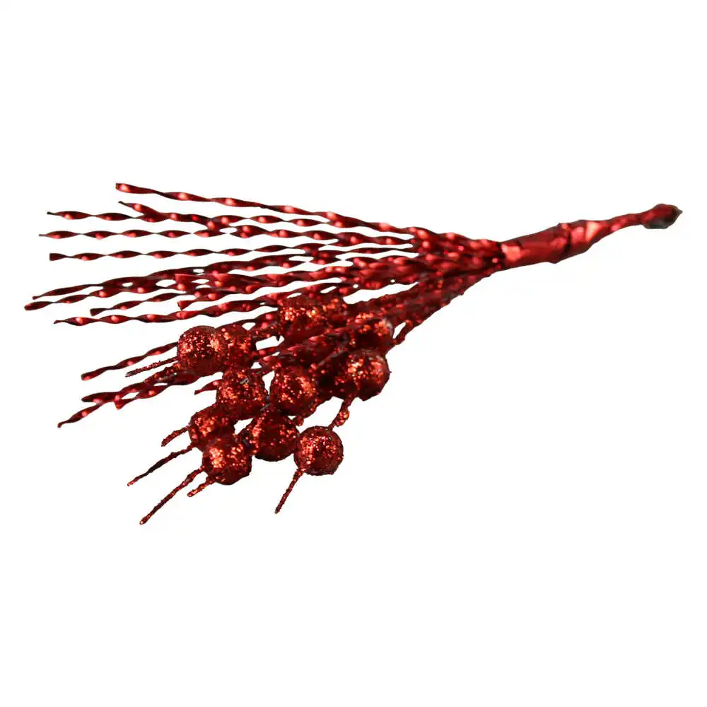 Pick decor bobite cu glitter rosu 23 CM