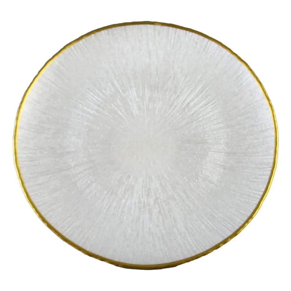 Platou din sticla Alb sidefat 28 CM Platou din sticla Alb sidefat 28 CM