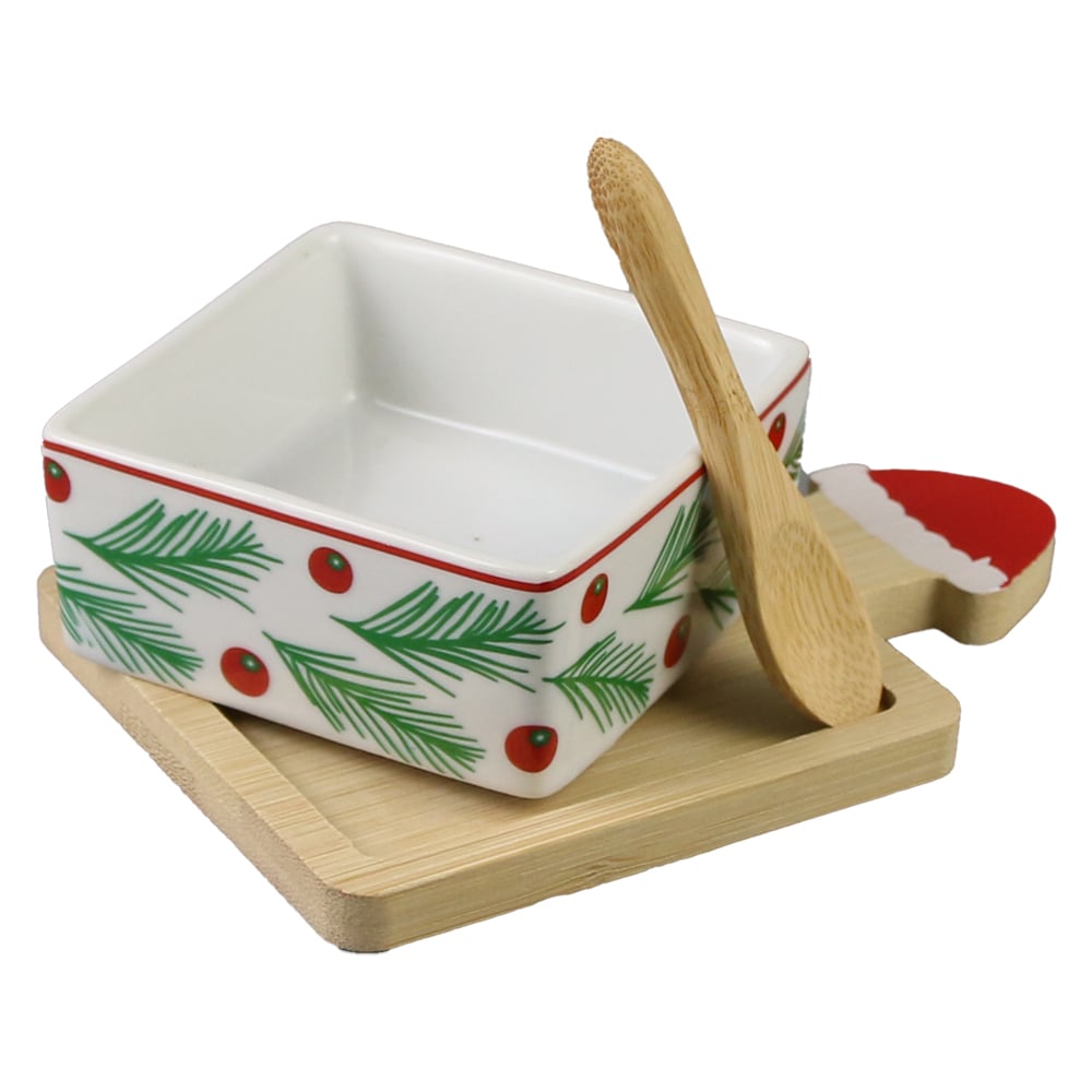 Bol cu lingurita si suport din bambus 9.5 CM Bol cu lingurita si suport din bambus 9.5 CM