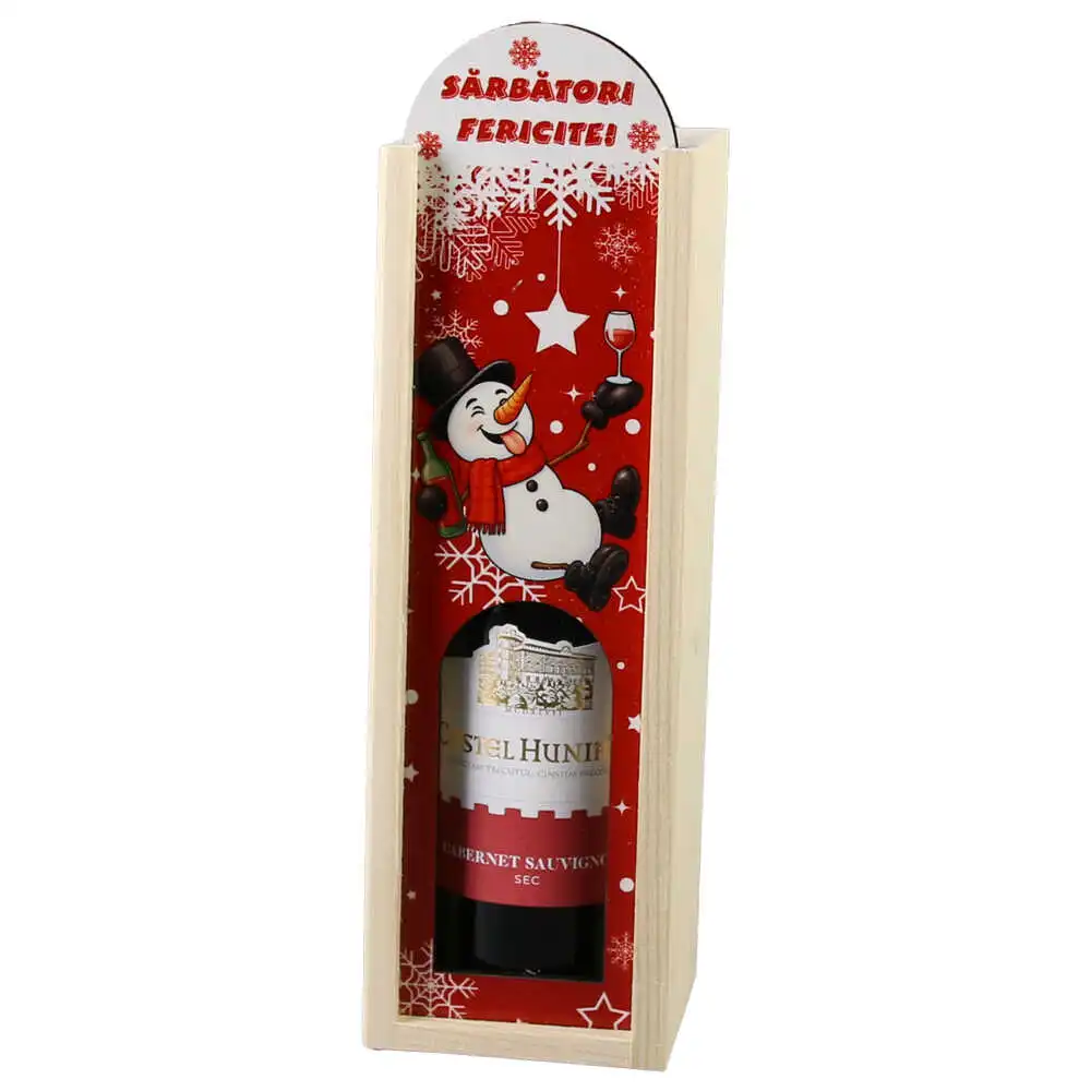 Cutie din lemn cu o sticla vin 187 ml Cutie din lemn cu o sticla vin 187 ml