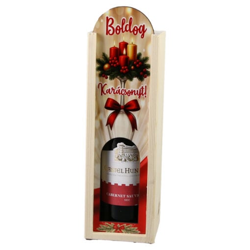 Cutie din lemn cu o sticla vin 187 ml