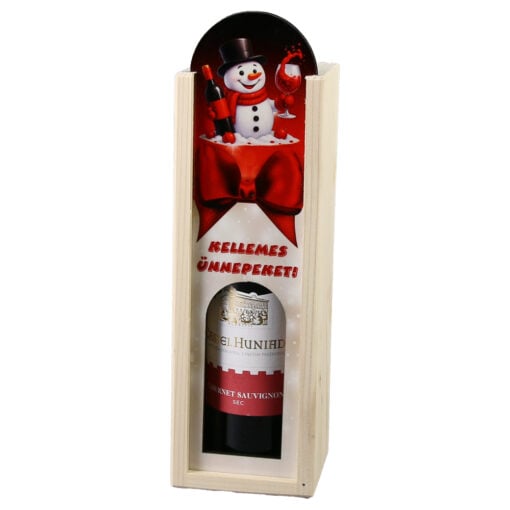 Cutie din lemn cu o sticla vin 187 ml