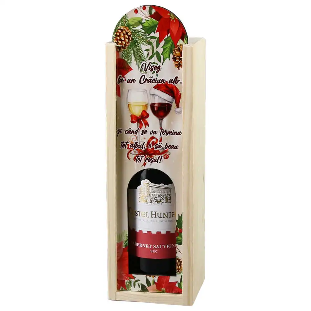 Cutie din lemn cu o sticla vin 187 ml Cutie din lemn cu o sticla vin 187 ml
