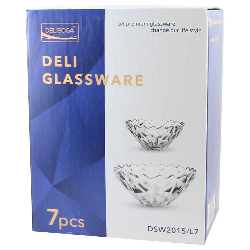 Set 7 boluri din sticla transparenta Set 7 boluri din sticla transparenta