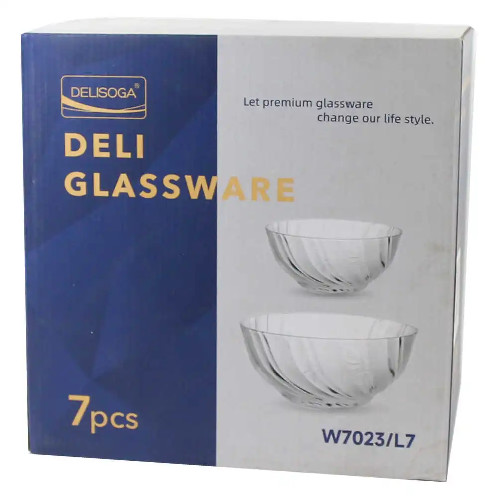 Set 7 boluri din sticla transparenta Set 7 boluri din sticla transparenta