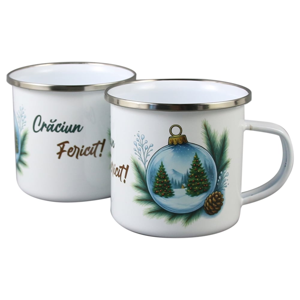 Cana metalica emailata "Craciun Fericit!" 300 ml Cana metalica emailata "Craciun Fericit!" 300 ml