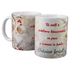 Cana de Craciun din ceramica "Sa aveti o sarbatoare binecuvantata...!" 330 ml