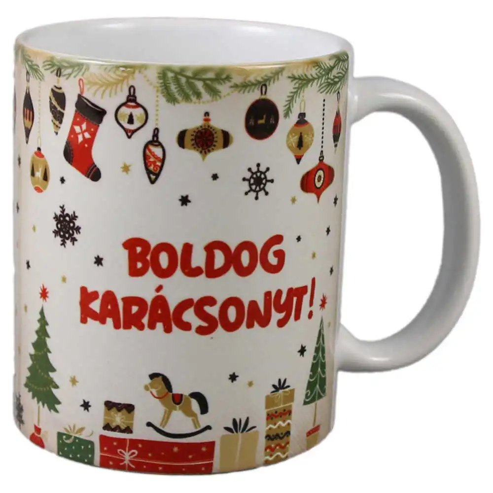 Cana de Craciun din ceramica "Boldog Karacsonyt!" 330 ml Cana de Craciun din ceramica "Boldog Karacsonyt!" 330 ml