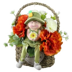 Aranjament floral cu figurina din ceramica