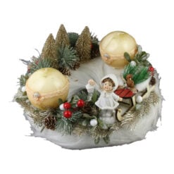 Aranjament Craciun cu figurina si 2 lumanari glob 30x15 CM