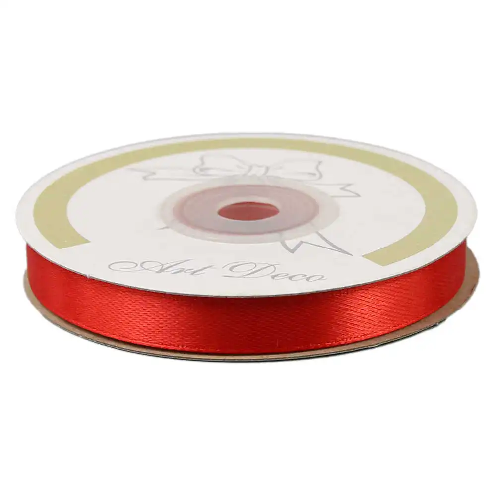 Rola panglica satin Rosu 10 mm x 25 m